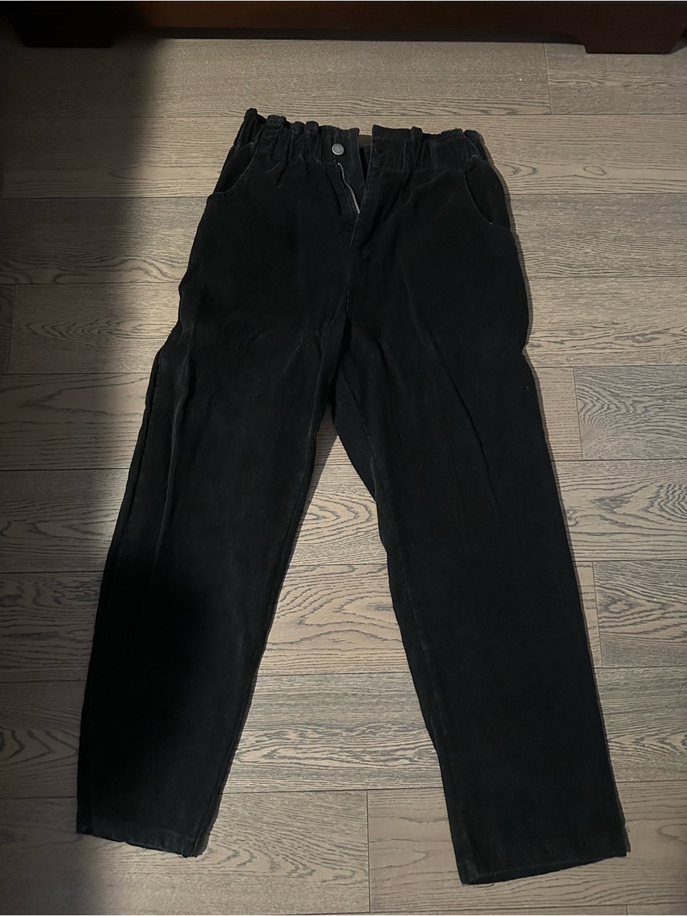 Paper bag corduroy pants